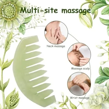 Natural Jade Gua Sha Comb for Stress Relief & Scalp Massage