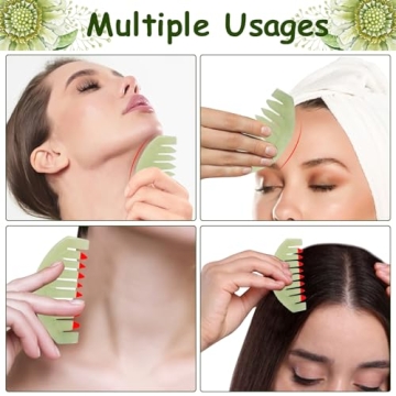 Natural Jade Gua Sha Comb for Stress Relief & Scalp Massage