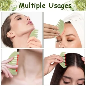 Natural Jade Gua Sha Comb for Stress Relief & Scalp Massage