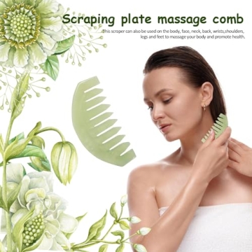 Natural Jade Gua Sha Comb for Stress Relief & Scalp Massage