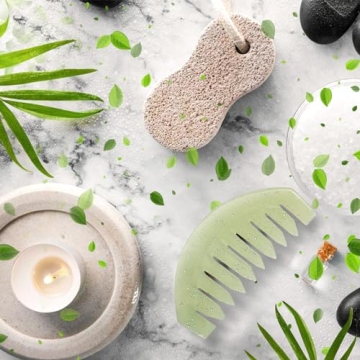 Natural Jade Gua Sha Comb for Stress Relief & Scalp Massage