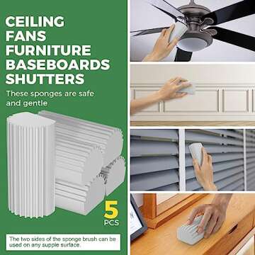 5 Pcs Damp Clean Duster Sponge, Dusters for Cleaning Blinds,