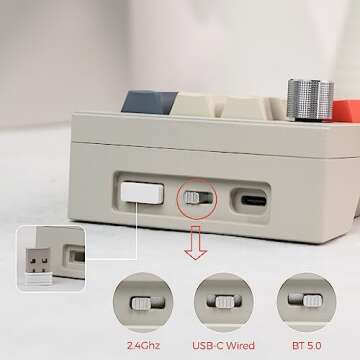 EPOMAKER CIDOO V21 VIA Programmable Gasket Number Pad, Aluminum Numpad, Bluetooth 5.0/2.4ghz/Wired Hot Swappable Numeric Keypad, with Knob, 1000mAh Battery, Poron Foam for Laptop Mac Win