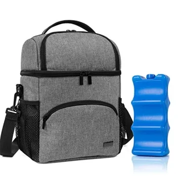 Teamoy Double Layer Breastmilk Cooler Bag with Ice Pack, Travel Baby Bottle Cooler Bag Tote Up to 6 ...