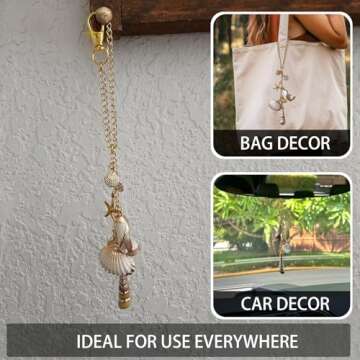 Sea Shells Car Decor - Cute Coastal Rear View Charm