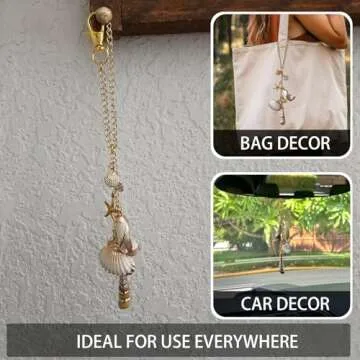 Sea Shells Car Decor - Cute Coastal Rear View Charm