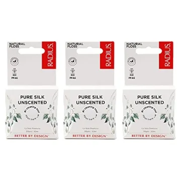 RADIUS Natural Unscented Silk Dental Floss 33 Yards Compostable Non-Toxic Oral Care & Designed to He...