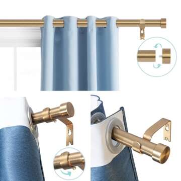 VOIIY Adjustable Gold Curtain Rods 18-45 Inch Stylish