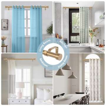 VOIIY Adjustable Gold Curtain Rods 18-45 Inch Stylish