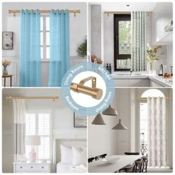 VOIIY Adjustable Gold Curtain Rods 18-45 Inch Stylish