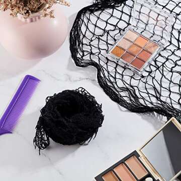 WILLBOND 4 Pcs Cotton Triangle Hair Net for Rollers, Women Mesh Hair Net Setting for Sleeping, 35 x 35 x 57 Inches, Black