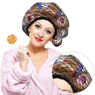 WILLBOND 4 Pcs Cotton Triangle Hair Net for Rollers, Women Mesh Hair Net Setting for Sleeping, 35 x 35 x 57 Inches, Black