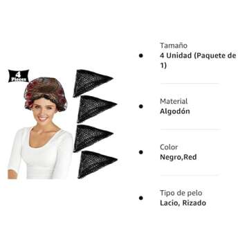 WILLBOND 4 Pcs Cotton Triangle Hair Net for Rollers, Women Mesh Hair Net Setting for Sleeping, 35 x 35 x 57 Inches, Black