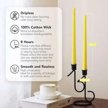 Pickood 10-Inch Tall Dripless Taper Candles Set of 4 - Eco-Friendly Yellow Candles for Any Occasion