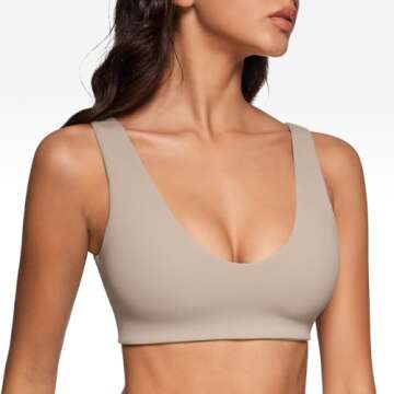 INGIA Womens U-Neck Sports Bra Padded U Back Medium Impact Fitness Yoga Bar Workout Crop Top with Bu...