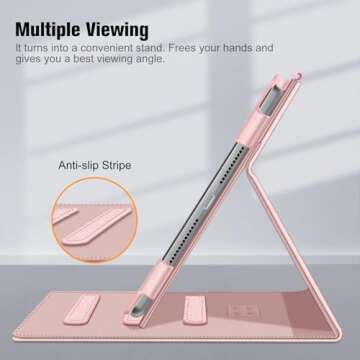 Fintie Case for New iPad 7th Generation 10.2 Inch 2019 - [Corner Protection] Multi-Angle Viewing Folio Smart Stand Back Cover with Pocket, Pencil Holder, Auto Wake/Sleep for iPad 10.2", Rose Gold