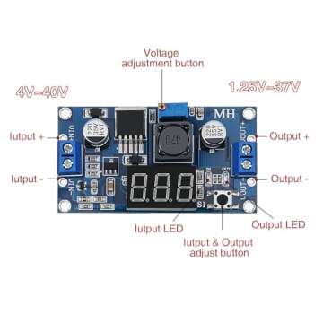 4 Pieces Adjustable LM2596S DC-DC Buck Converter Reduced Voltage Regulator Power Module 36V 24V 12V to 5V 2A Voltage Stabilizer with Digital Voltmeter Display