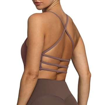 Aoxjox Women's Workout Sports Bras Fitness Backless Padded Amor Low Impact Yoga Crop Top