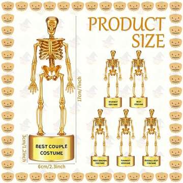 12 Pieces Halloween Costume Skeleton Trophies 6.7 x 2.4" Halloween Skull Plastic Gold Trophy Hallowe...