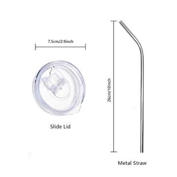 PYD Life Skinny 20 OZ Straight Stainless Steel White Tumbler with Metal Straw for Heat Press Machine Printing 4 Pack