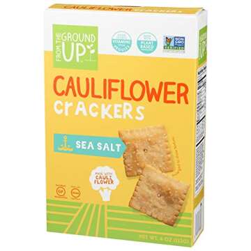 Crunchy Sea Salt Cauliflower Crackers - 4oz Healthy Snack