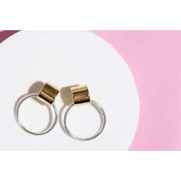 Modern Moments Two Tone Earrings - Silver and Gold Earrings For Women Trendy - Silver Hoop Earrings