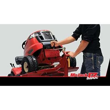 MoJack EZ Max - Riding Lawn Mower Lift, 450lb Lifting Capacity, Fits Most Residential & ZTR Mowers, Space-Saving Folding, Ideal for Mower Maintenance & Repair, Red