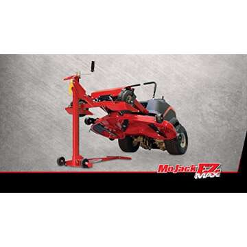MoJack EZ Max - Riding Lawn Mower Lift, 450lb Lifting Capacity, Fits Most Residential & ZTR Mowers, Space-Saving Folding, Ideal for Mower Maintenance & Repair, Red