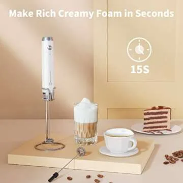 Rechargeable Milk Frother with Stand for Barista Quality Foam