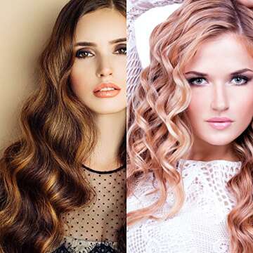 JANYUN 40 Pcs Pink Magic Hair Rollers Include 20pcs Large Silicone Curlers and 20pcs Small Silicone Curlers