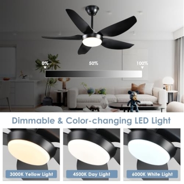 JSAITEE Ceiling Fan with Lights & Remote Control 43 Inch