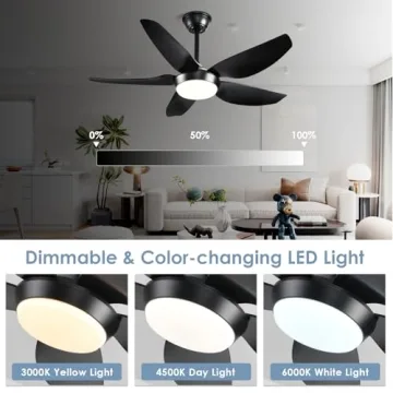 JSAITEE Ceiling Fan with Lights & Remote Control 43 Inch