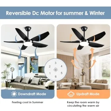 JSAITEE Ceiling Fan with Lights & Remote Control 43 Inch