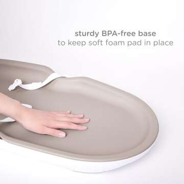 Ubbi Baby Changing Pad, Easy to Clean with Detachable Base, Lightweight, Waterproof Foam, Includes Safety Strap and Non-Skid Feet, Taupe