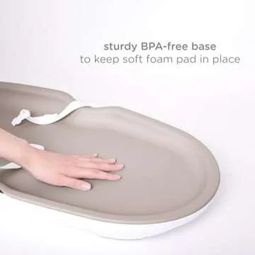 Ubbi Baby Changing Pad, Easy to Clean with Detachable Base, Lightweight, Waterproof Foam, Includes Safety Strap and Non-Skid Feet, Taupe