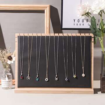 Justsoso Big Bamboo Necklace Display Stand, Pendant Necklace Jewelry Holder Rack, Chain Jewellery Or...