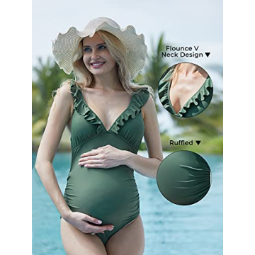 Comfortable Summer Mae Ruffle Maternity Swimwear