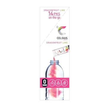 CELSIUS Dragonfruit Lime On-the-Go Powder Sticks,  Zero Sugar
