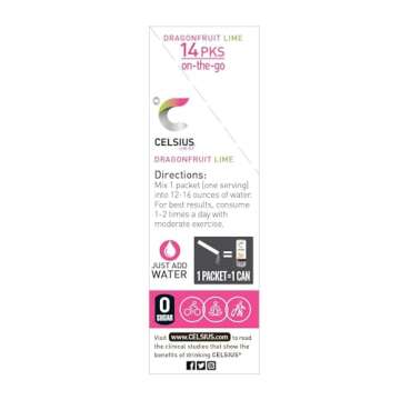 CELSIUS Dragonfruit Lime On-the-Go Powder Sticks,  Zero Sugar