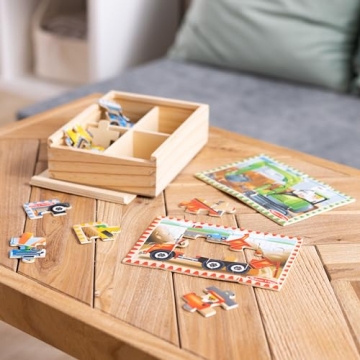 Melissa & Doug Construction Vehicles 4-in-1 Puzzles for Kids