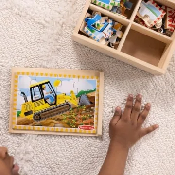 Melissa & Doug Construction Vehicles 4-in-1 Puzzles for Kids