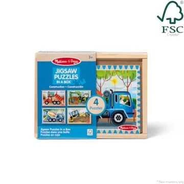 Melissa & Doug Construction Vehicles 4-in-1 Puzzles for Kids