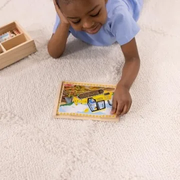 Melissa & Doug Construction Vehicles 4-in-1 Puzzles for Kids