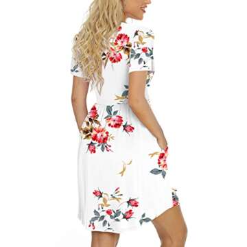 LONGYUAN Women's Short Sleeve Sundress with Pockets