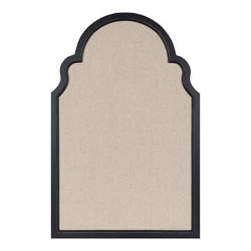 Kate and Laurel Hogan Farmhouse Framed Arch Fabric Pinboard - Stylish Bulletin Board