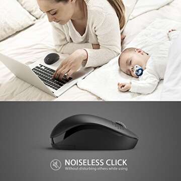 seenda Wireless Mouse - 2.4G Cordless Mice with USB Nano Receiver for Laptop, PC & Mac - Black