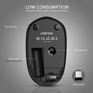 Quiet Wireless Mouse for Home, Office & Travel - seenda