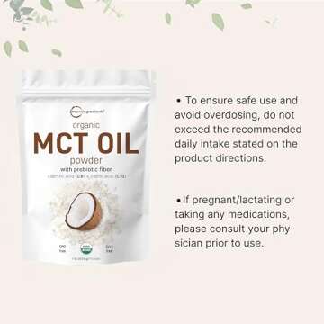 Organic MCT Oil Powder with Prebiotic Fiber,1 Pound(16 Ounce), Fast Fuel for Body and Brain, C8 MCT Oil for Coffee Creamer, No GMOs, Keto Diet, Vegan