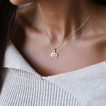Pencros Dainty Pumpkin Necklace,18K Gold Plated Pumpkin Delicate Chain Minimalist Simple Halloween J...