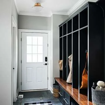 TENGIANTS Modern Gold Semi Flush Mount Ceiling Light Fixture Brass Metal Round Bowl Shape Milk Glass Light Fixture Ceiling Mount for Bathroom Bedroom Hallway Entrance Staircase Office Living Room